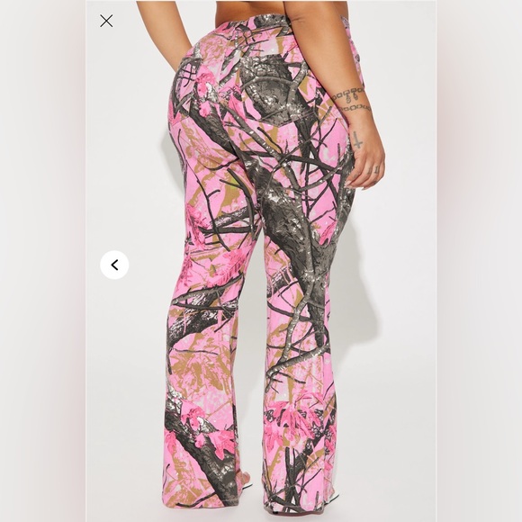Fashion Nova Vibrant Pink and Black Flare Jeans Tall Girl Friendly Camo - Picture 3 of 7